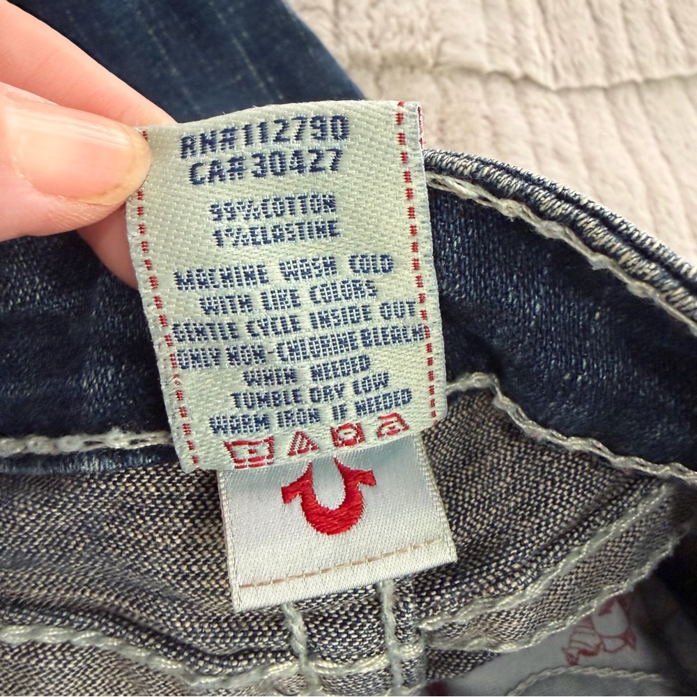 True Religion Girls Joey Rainbow Thick Stitch Low Rise Flare Jeans Girls Size 6 - Picture 11 of 13